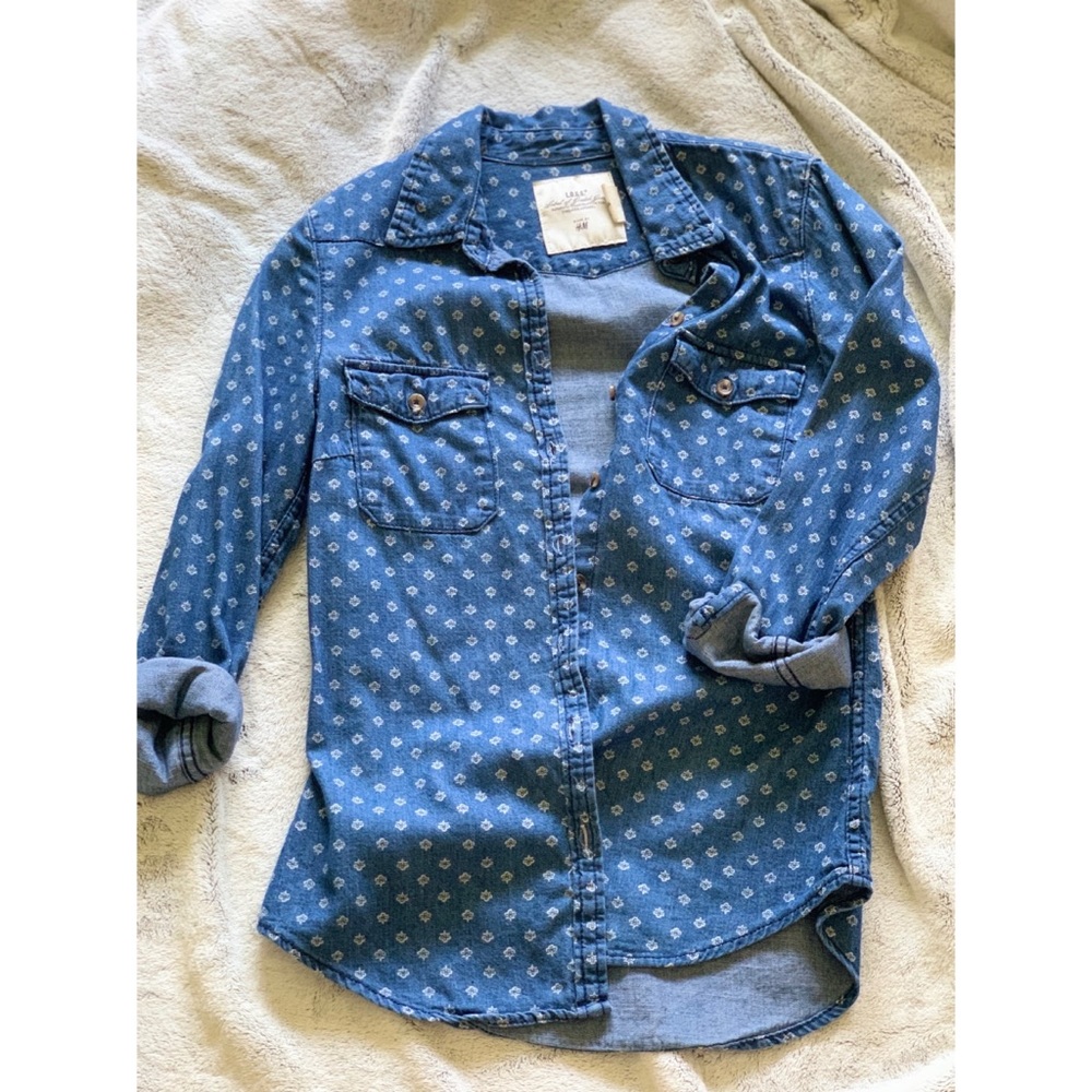 Patterned Denim Button Down - Picture 2 of 10